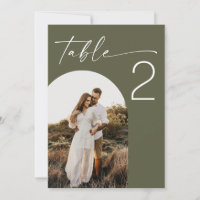 Muted Olive Green Nature Wedding Table Number