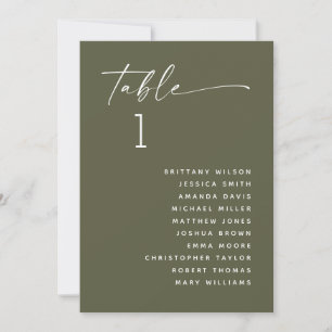 Muted Olive Green Wedding Forest Seating Chart Invitation