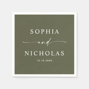 Muted Olive Green Wedding Minimalist Forest Napkin
