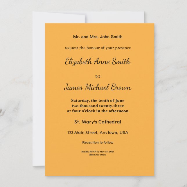 Muted Orange Background Texture for Web and Print Invitation (Front)