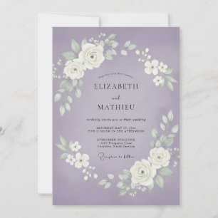 Muted Orchid Leaf Wedding Invitation