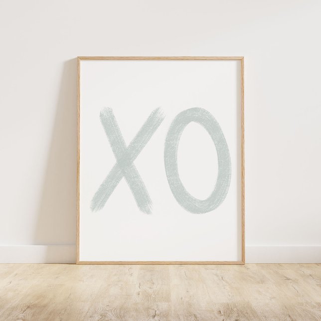 Muted Pastel Blue XO Poster (A chalky brush style XO in muted pastel blue)