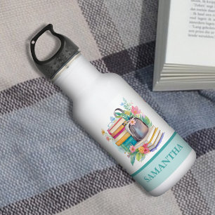 Muted Pastel Colours Watercolor Books and Backpack 532 Ml Water Bottle