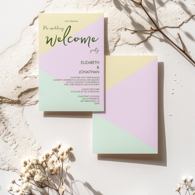 Muted Pastel Geometric Pre-Wedding Welcome Party Invitation (Creator Uploaded)