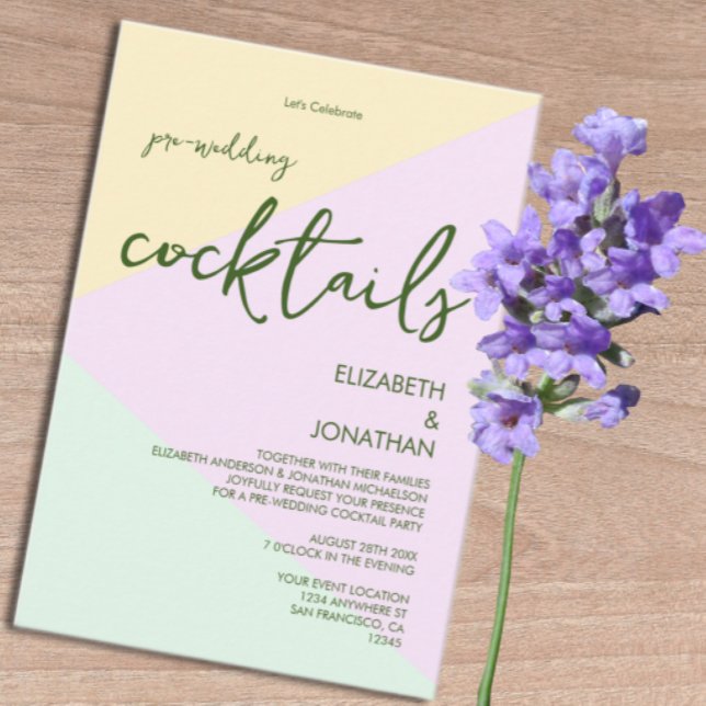Muted Pastel Geometric Wedding Cocktail Party Enclosure Card (Creator Uploaded)
