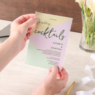 Muted Pastel Geometric Wedding Cocktail Party Vellum Invitations