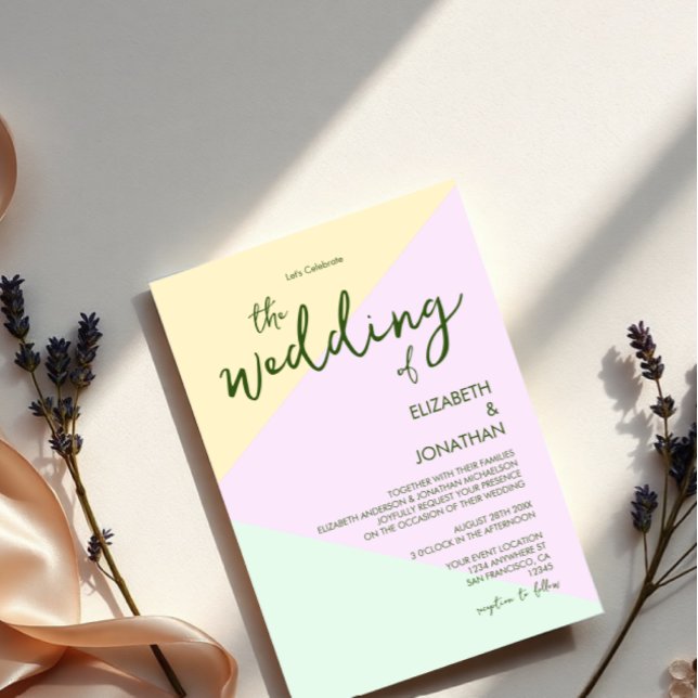 Muted Pastel Geometric Wedding Invitation (Creator Uploaded)