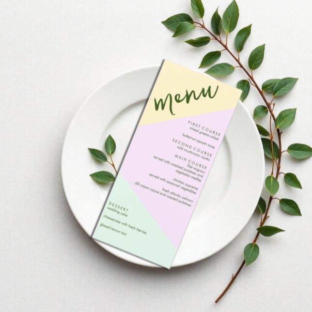 Muted Pastel Geometric Wedding Menu (Creator Uploaded)
