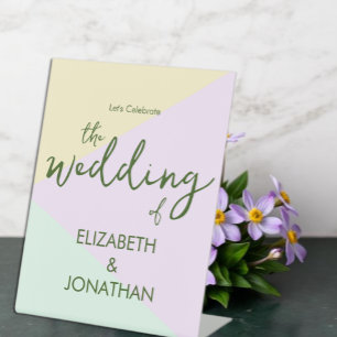Muted Pastel Geometric Wedding Pedestal Sign