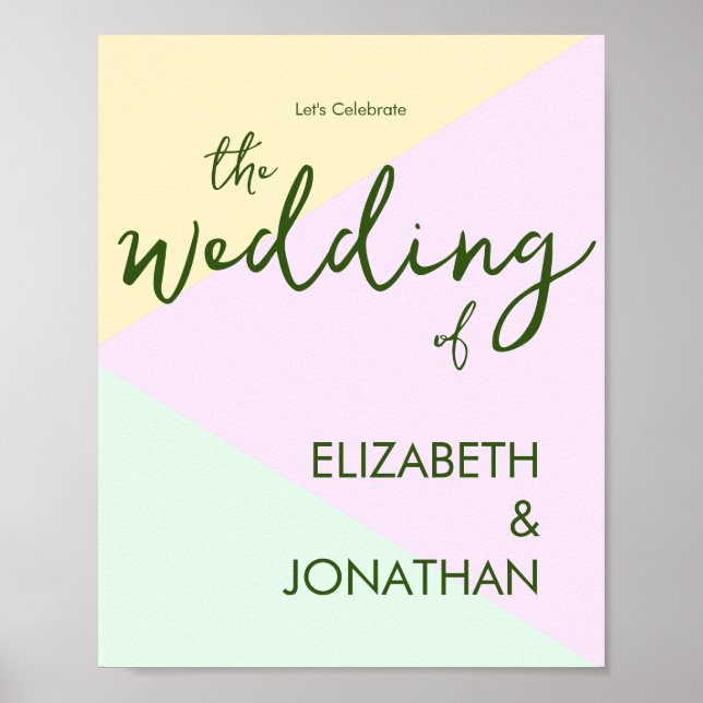 Muted Pastel Geometric Wedding Poster (Front)