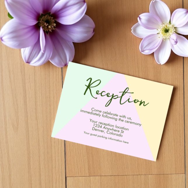 Muted Pastel Geometric Wedding Reception Enclosure Card (Creator Uploaded)