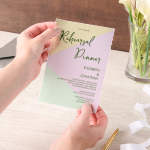 Muted Pastel Geometric Wedding Rehearsal Dinner Vellum Invitations