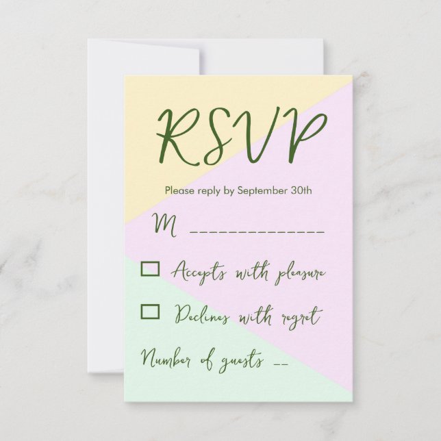 Muted Pastel Geometric Wedding RSVP Card (Front)