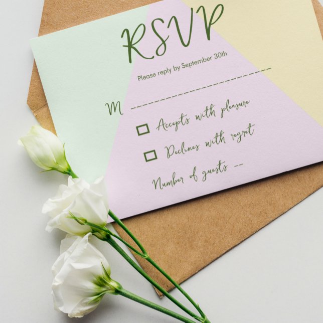 Muted Pastel Geometric Wedding RSVP Card (Creator Uploaded)