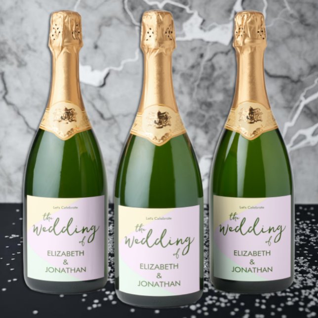 Muted Pastel Geometric Wedding Sparkling Wine Label (Creator Uploaded)