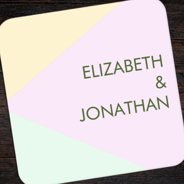 Muted Pastel Geometric Wedding Square Paper Coaster (Creator Uploaded)