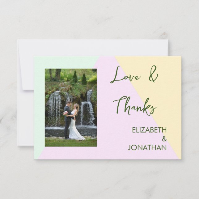 Muted Pastel Geometric Wedding Thank You Card (Front)