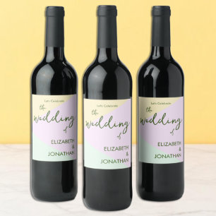 Muted Pastel Geometric Wedding Wine Label