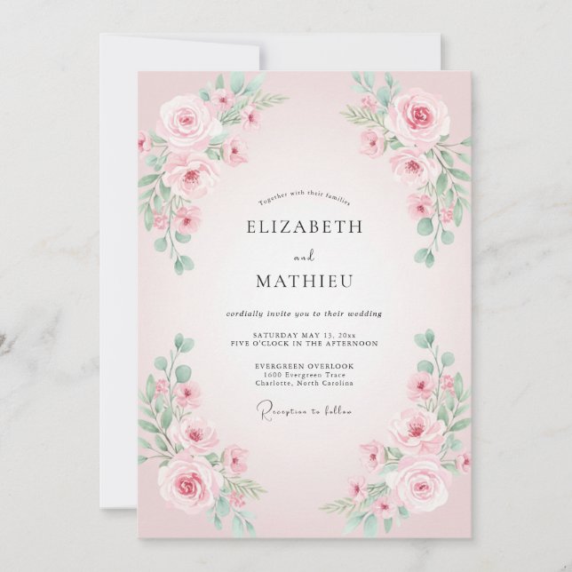 Muted Pastel Petal Wedding Invitation (Front)
