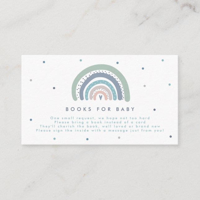 Muted Pastel Rainbow Baby Shower Books Enclosure Card (Front)