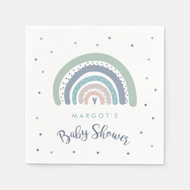 Muted Pastel Rainbow Baby Shower Napkin (Front)