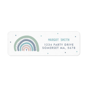 Muted Pastel Rainbow Baby Shower Return Address Label