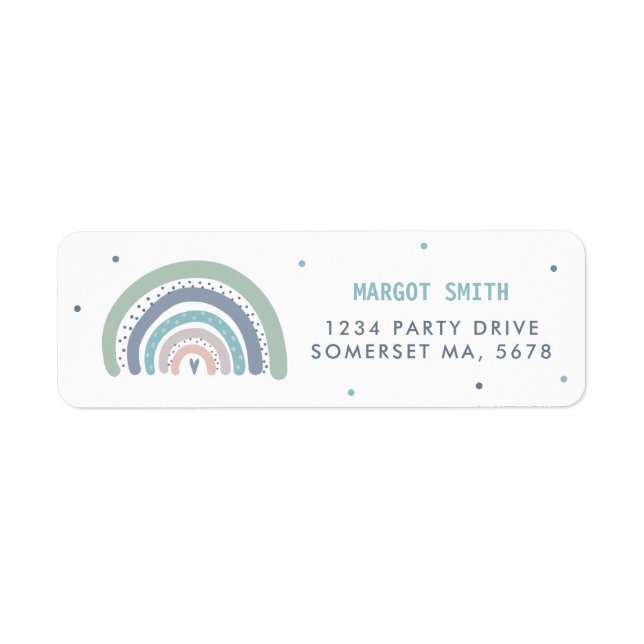Muted Pastel Rainbow Baby Shower Return Address Label (Front)