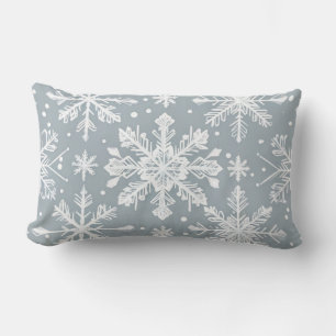Muted Pastel Vintage Winter Snowflake Pattern Lumbar Cushion