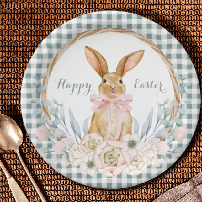 Muted Pastel Watercolor Floral Wreath Easter Paper Plate (Creator Uploaded)