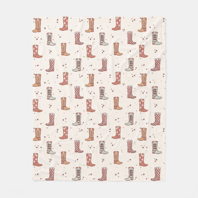 Muted Pastels Christmas Holiday Western Boots Cute Fleece Blanket (Front)