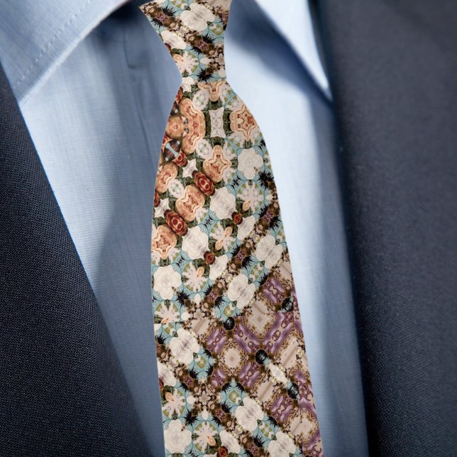 Muted Pastels Zig Zag Ink Pattern Neck Tie (Creator Uploaded)