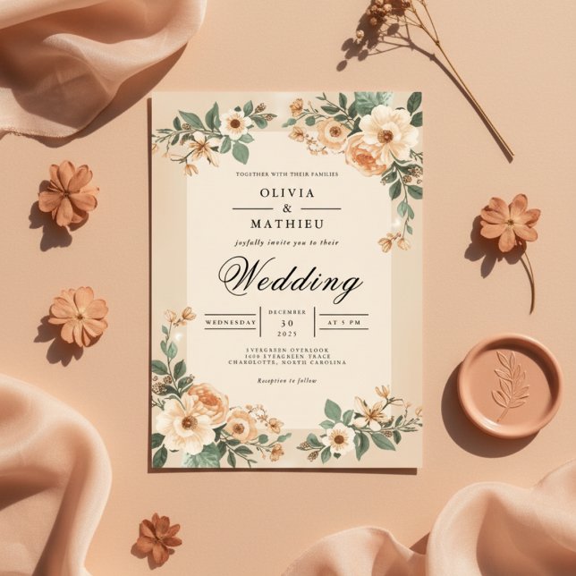 Muted Peach Bloom Arch Wedding Invitation (Creator Uploaded)