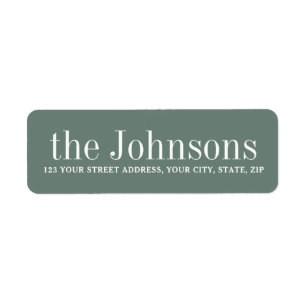 Muted pine green family name return address label