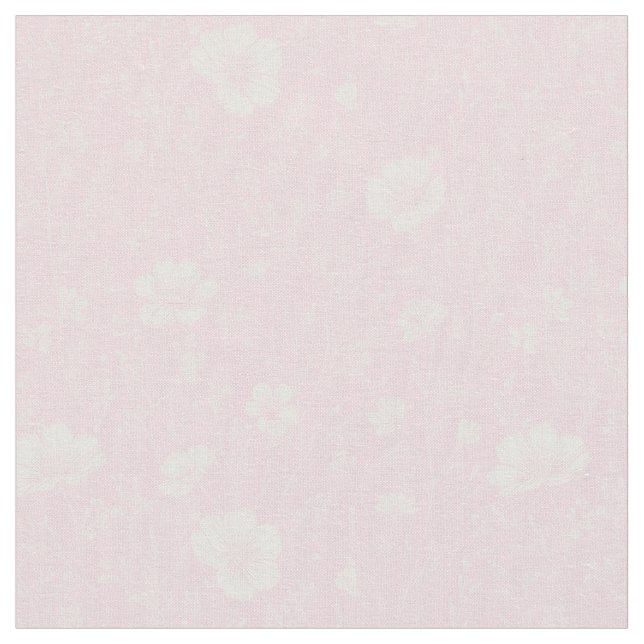 Muted Pink And White Wildflower Pattern Fabric (Close Up)