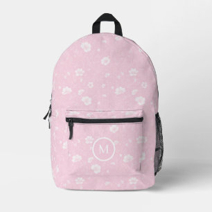 Muted Pink And White Wildflower Pattern Printed Backpack