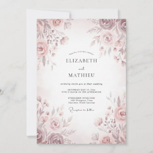 Muted Pink Blossom Wedding Invitation