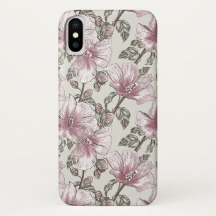 Muted Pink Hibiscus Flowers Pattern iPhone X Case
