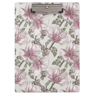 Muted Pink Hibiscus Flowers Pattern Clipboard