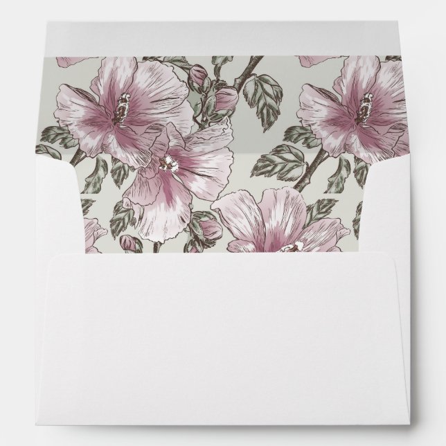 Muted Pink Hibiscus Flowers Pattern Envelopes (Back (Bottom))