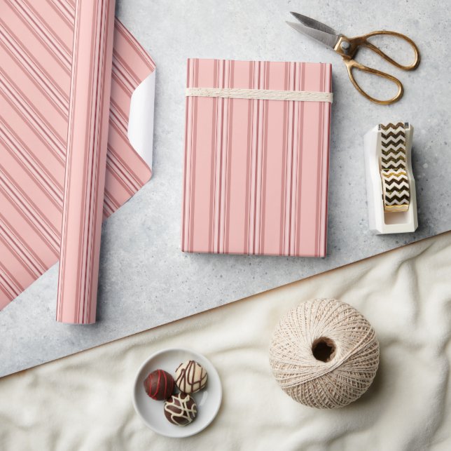 Muted Pink Stripes Classic Wrapping Paper (Crafts)