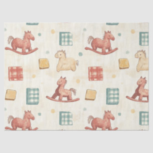Muted Plaid Rocking Horse Cottage Pattern Tissue Paper