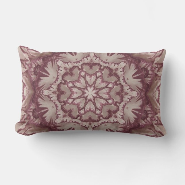 Muted Plum and Ivory Victorian Floral Lumbar Cushion (Front)