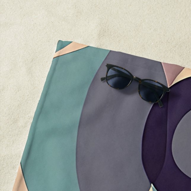 Muted purple and blue abstract waves beach towel (In Situ)