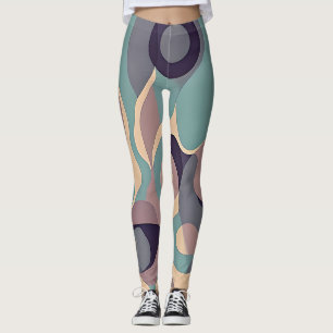 Muted purple and blue abstract waves  leggings