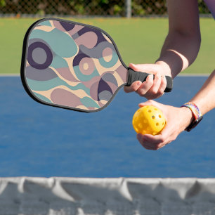 Muted purple and blue abstract waves pickleball paddle