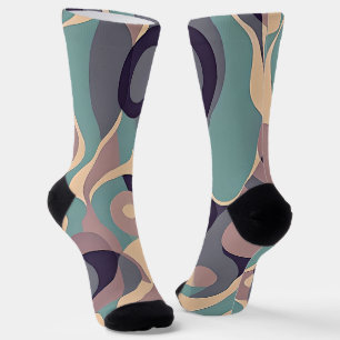 Muted purple and blue abstract waves  socks
