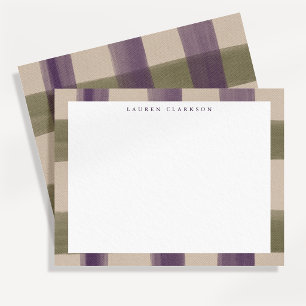 Muted Purple and Sage Autumn Plaid Note Card