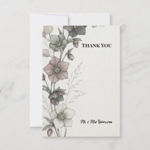 Muted Purple Botanical Wedding Thank You Card