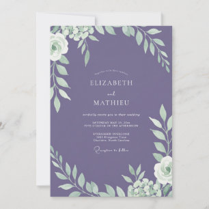 Muted Purple Foliage Eucalyptus Wedding Invitation