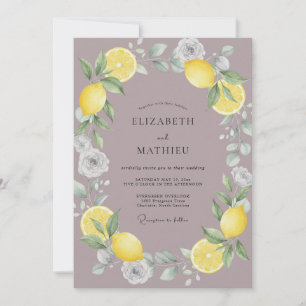 Muted Purple Lemon Eucalyptus Wedding Invitation